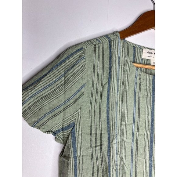 Cloth and Stone Size Medium Linen Blend Shift Dress Green Button Back Short - Picture 2 of 12